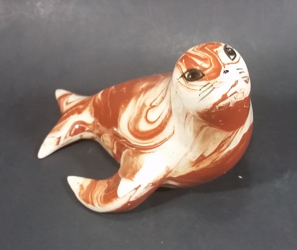 Ceramitique Alaska Clay Ceramic Brown Swirl Seal Figurine - Signed Carol - Treasure Valley Antiques & Collectibles