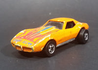 Rare 1989 Hot Wheels Orange w/ Red Flames Chevrolet Corvette Stingray Die Cast Toy Car Vehicle