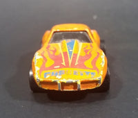 Rare 1989 Hot Wheels Orange w/ Red Flames Chevrolet Corvette Stingray Die Cast Toy Car Vehicle