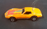 Rare 1989 Hot Wheels Orange w/ Red Flames Chevrolet Corvette Stingray Die Cast Toy Car Vehicle