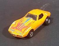 Rare 1989 Hot Wheels Orange w/ Red Flames Chevrolet Corvette Stingray Die Cast Toy Car Vehicle