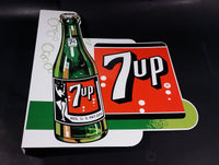 Rare Vintage Style Large 7-Up 7up Seven-Up Soda Pop Double Sided Porcelain Metal Sign - Treasure Valley Antiques & Collectibles