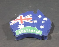 Australia Shaped Blue Rubber Souvenir Fridge Magnet w/ Flag and Stars Decor - Treasure Valley Antiques & Collectibles