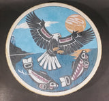 Clarence A. Wells Port Simpson, B.C. Aboriginal Art Eagle and Salmon Deer Hide Rimmed Drum Print - Treasure Valley Antiques & Collectibles