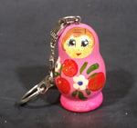 Vintage Wooden Russian Doll Pink Matryoshka Key Chain Holder Ring - Treasure Valley Antiques & Collectibles