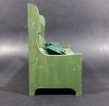 Vintage Small Wooden Green Doll Bench With Storage, 3 Little Pillows and Golden Trim Decor - Treasure Valley Antiques & Collectibles