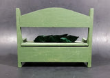 Vintage Small Wooden Green Doll Bench With Storage, 3 Little Pillows and Golden Trim Decor - Treasure Valley Antiques & Collectibles