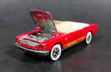 1991 Hot Wheels 1965 Ford Mustang Convertible Dark Red WW Die Cast Toy Car Vehicle - Opening Hood