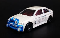 1998 Hot Wheels First Editions Ford Escort Rally #8 Metalflake White & Blue Die Cast Toy Car Vehicle - Treasure Valley Antiques & Collectibles