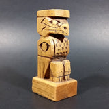 Pacific Northwest Aboriginal Small Glossed Eagle Carved 3 1/2" Wood Totem Pole Signed E.F.W. - Treasure Valley Antiques & Collectibles