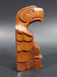 Pacific Northwest Aboriginal Small Glossed Eagle Carved 5 1/2" Wood Totem Pole Signed E.F.W. - Treasure Valley Antiques & Collectibles