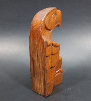 Pacific Northwest Aboriginal Small Glossed Eagle Carved 5 1/2" Wood Totem Pole Signed E.F.W. - Treasure Valley Antiques & Collectibles