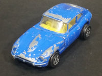 1970s Corgi Juniors Whizzwheels Jaguar E-Type 2+2 Blue Die Cast Toy Car Vehicle with Opening Hood - Treasure Valley Antiques & Collectibles