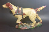 Antique 1940s Large Chalkware Hunting Hound Dog with Leather Harness - Signed - Treasure Valley Antiques & Collectibles