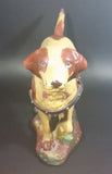 Antique 1940s Large Chalkware Hunting Hound Dog with Leather Harness - Signed - Treasure Valley Antiques & Collectibles