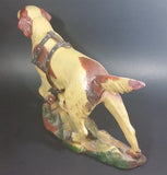 Antique 1940s Large Chalkware Hunting Hound Dog with Leather Harness - Signed - Treasure Valley Antiques & Collectibles