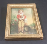 Vintage C. Bremont Painting 'French Boy with Dog' Small 3" x "4 Framed Print - Treasure Valley Antiques & Collectibles