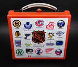 Vintage Rare 1974 Aladdin Canadian NHL Ice Hockey Orange and Black Lunch Box Thermos Set - Treasure Valley Antiques & Collectibles