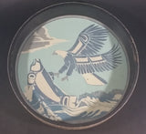 Rare Version Clarence A. Wells Port Simpson, B.C. Aboriginal Art Eagle Catching Jumping Salmon Deer Hide Rimmed Drum Print - Treasure Valley Antiques & Collectibles