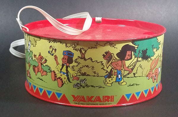 Vintage 1984 LBZ German Made Yakari Comic Book Series Red Tin Drum Toy - Treasure Valley Antiques & Collectibles