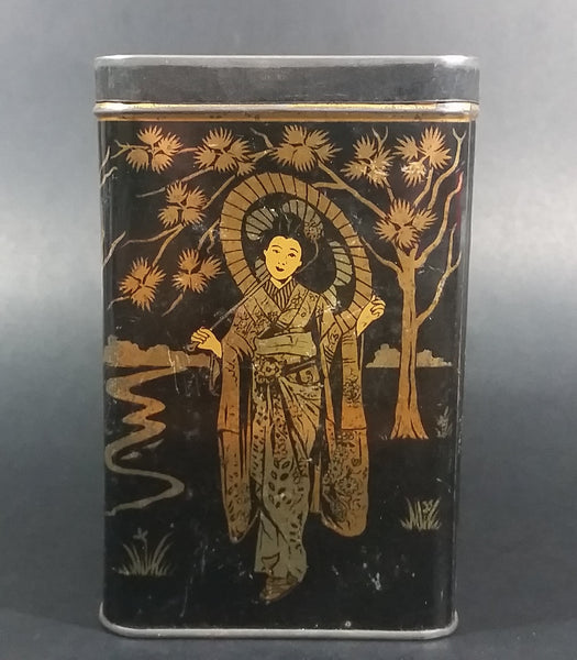 Vintage Lipton's Tea The Most Delicious The World Produces Asian Ladies Black & Gold Tin - Treasure Valley Antiques & Collectibles