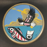 Rare Version Clarence A. Wells Port Simpson, B.C. Aboriginal Art Eagle Flying Over Salmon Deer Hide Rimmed Drum Print - Treasure Valley Antiques & Collectibles