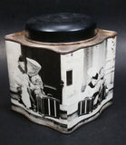 Black and White Photograph Cocoa Storage Tin of a Boy and a Girl Sitting in Different Scenes - Treasure Valley Antiques & Collectibles