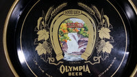 Vintage Olympia Beer "It's The Water" Round Dark Blue Waterfall Tumwater Beverage Good Luck Serving Tray - Treasure Valley Antiques & Collectibles