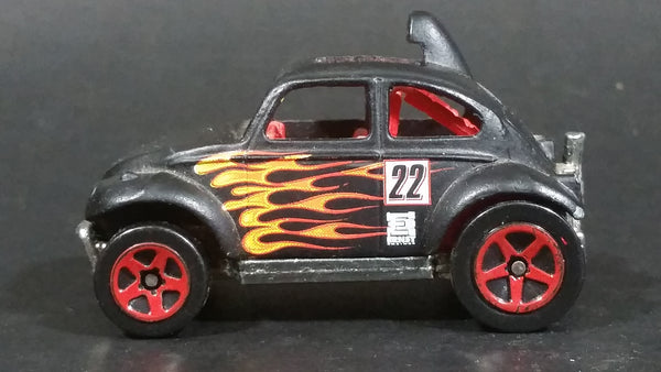 2002 Hot Wheels Baja Bug Volkswagen VW Beetle Matte Black w/ Flames Die Cast Toy Car Vehicle - Treasure Valley Antiques & Collectibles