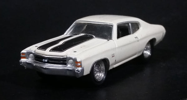 2003 Johnny Lightning 1971 Chevy Chevelle SS White w/ Black Stripes Die Cast Toy Car Vehicle w/ Opening Hood - Treasure Valley Antiques & Collectibles