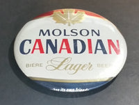 Molson Canadian Biere Lager Beer Round Collectible Red Blue White Gold Leaf Button Pin - Treasure Valley Antiques & Collectibles