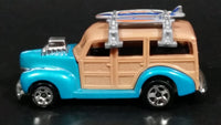 2010 Hot Wheels HW Garage '40s Woodie Ocean Blue Surfing Die Cast Toy Muscle Car Vehicle - Treasure Valley Antiques & Collectibles