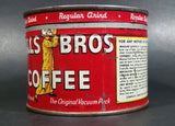 Vintage c. 1952 Hills Bros Coffee 1/2 Lb. Empty Red Round Tin Can with Lid - San Francisco - Treasure Valley Antiques & Collectibles