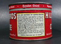 Vintage c. 1952 Hills Bros Coffee 1/2 Lb. Empty Red Round Tin Can with Lid - San Francisco - Treasure Valley Antiques & Collectibles