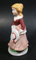 Set of Courting Colonial Girl in Pink Dress and Boy Offering Grapes 5" Ceramic Figurines - Treasure Valley Antiques & Collectibles