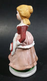 Set of Courting Colonial Girl in Pink Dress and Boy Offering Grapes 5" Ceramic Figurines - Treasure Valley Antiques & Collectibles