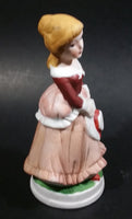 Set of Courting Colonial Girl in Pink Dress and Boy Offering Grapes 5" Ceramic Figurines - Treasure Valley Antiques & Collectibles