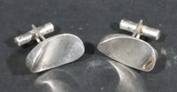 Vintage Oval Curved Modernist Sterling Silver Cufflinks - Made in Mexico - Treasure Valley Antiques & Collectibles