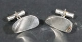 Vintage Oval Curved Modernist Sterling Silver Cufflinks - Made in Mexico - Treasure Valley Antiques & Collectibles