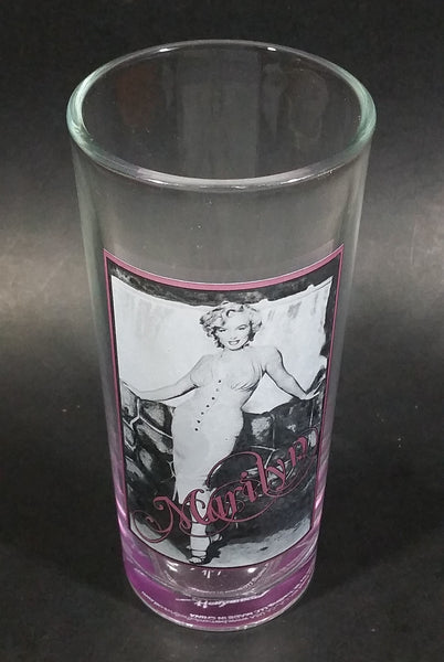 Marilyn Monroe 6" Tall Drinking Glass with Purple Pink Colored Base By Bernard Hollywood - Treasure Valley Antiques & Collectibles