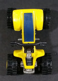 1988 Hot Wheels Suzuki Quadracer Yellow Die Cast ATV Toy Vehicle - Error Rear Wheels are Black Construction Tires - Treasure Valley Antiques & Collectibles