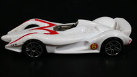 2008 Hot Wheels Mach 6 Speed Racer White Plastic Toy Race Car Vehicle - Treasure Valley Antiques & Collectibles