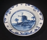 Vintage Delfts Holland Delft Blue White Raised Relief Round Windmill Ceramic Hand Painted Ash Tray - Treasure Valley Antiques & Collectibles