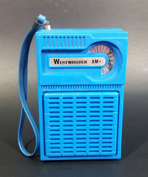 Vintage Westminster Handheld AM Transistor Pocket Radio Blue With Strap - Working - Treasure Valley Antiques & Collectibles