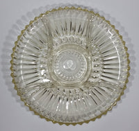 12" Round Yellow Iridescent Crystal Sectioned Vegetable and Dip Serving Platter - Treasure Valley Antiques & Collectibles