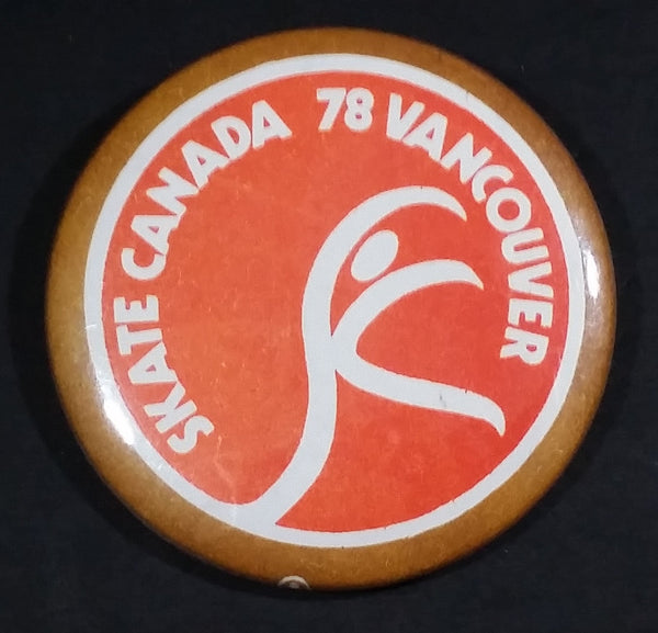 Vintage Skate Canada 1978 Vancouver Ice Figure Skating Round Collectible Button Pin - Treasure Valley Antiques & Collectibles