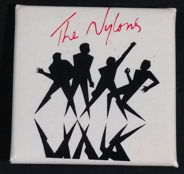 1985 The Nylons - One Size Fits All - Acappella Music Band Promotional Square Shaped Pin - Treasure Valley Antiques & Collectibles