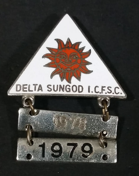 1978-79 Delta Sungod I.C.F.S.C. Triangle Shaped Ice Figure Skating Pin - Treasure Valley Antiques & Collectibles