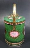 Vintage Murray Allen Imported Quality Confections Enchantress Green Pink Cameo Style Tin Container with Handle - Treasure Valley Antiques & Collectibles