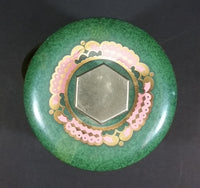 Vintage Murray Allen Imported Quality Confections Enchantress Green Pink Cameo Style Tin Container with Handle - Treasure Valley Antiques & Collectibles